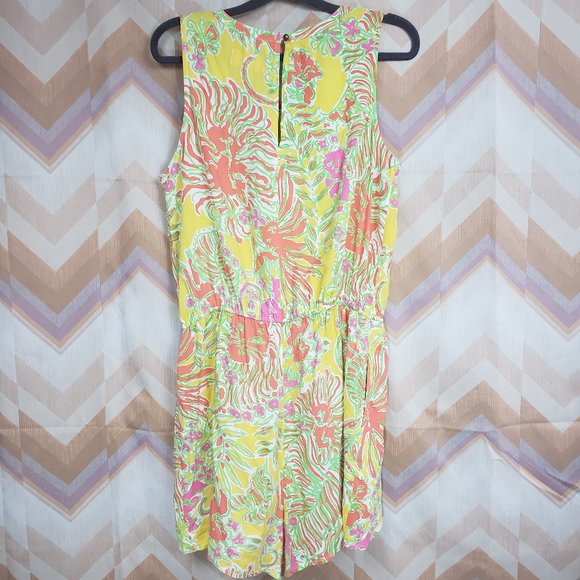 Yellow green sleeveless tied front romper - Picture 5 of 5